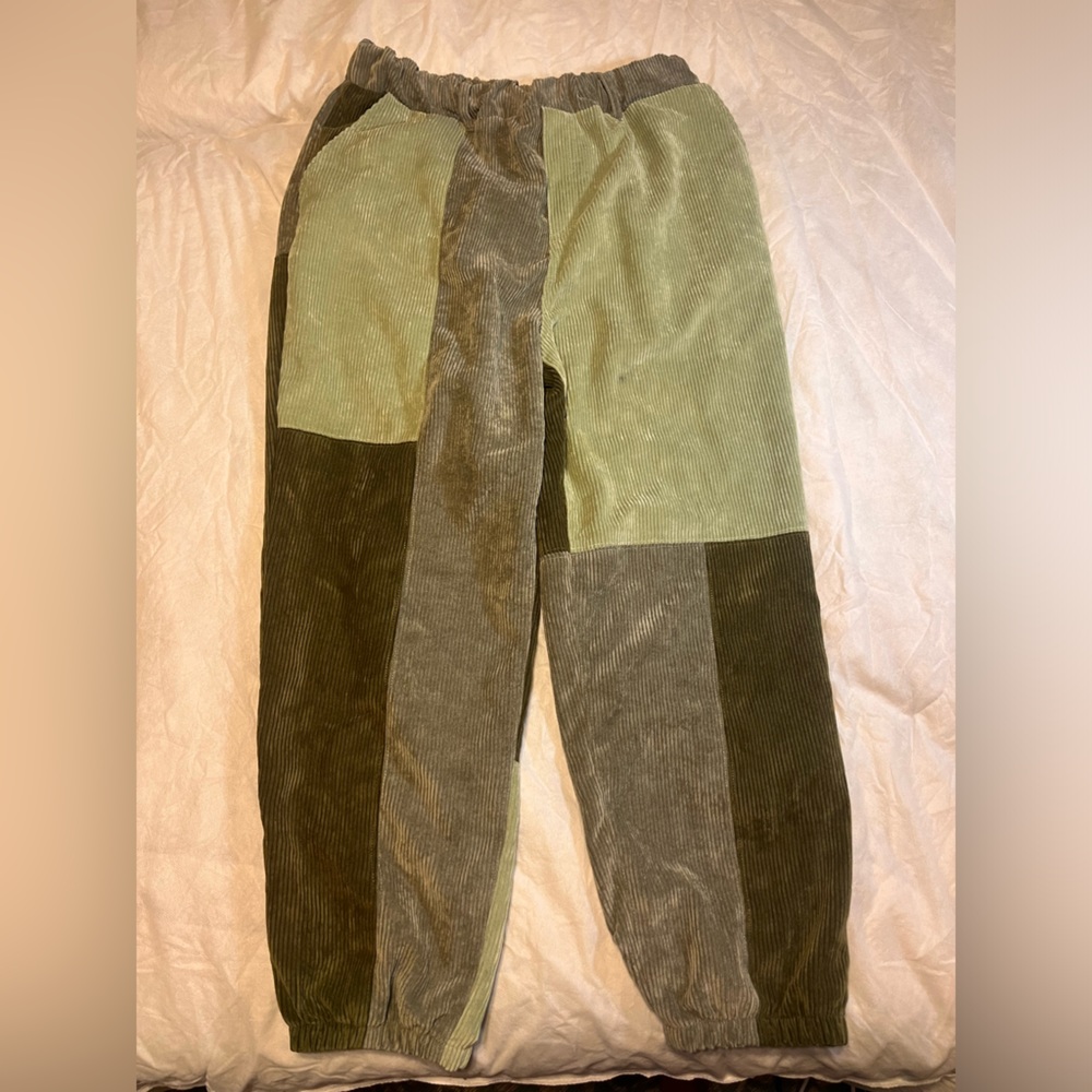 Cute color blocked green shades corduroy joggers from Buckle